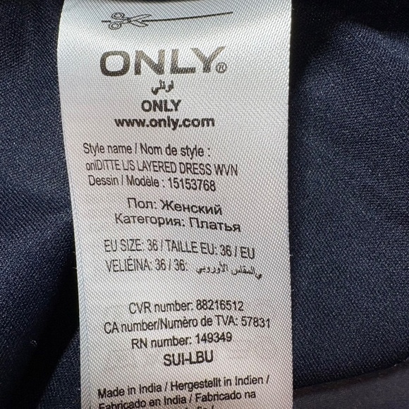 ONLY Easy Care Poly Chiffon Fully Lined, Tiered Long Sleeve Mini Dress US Sz 6 - Picture 9 of 11